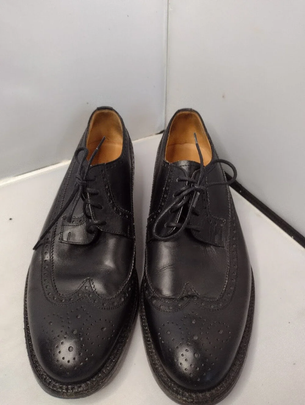 Jack Erwin  Hubert Leather Dress Shoes Oxford Cap Toe Lace 7.5 Black Mens B